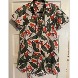 ONIA Tropical Print Cover-Up Shirt Dress